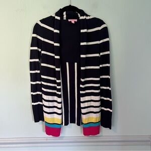 Lilly Pulitzer Navy Blue & White Colorful Striped Long Sleeve Cardigan Size XS